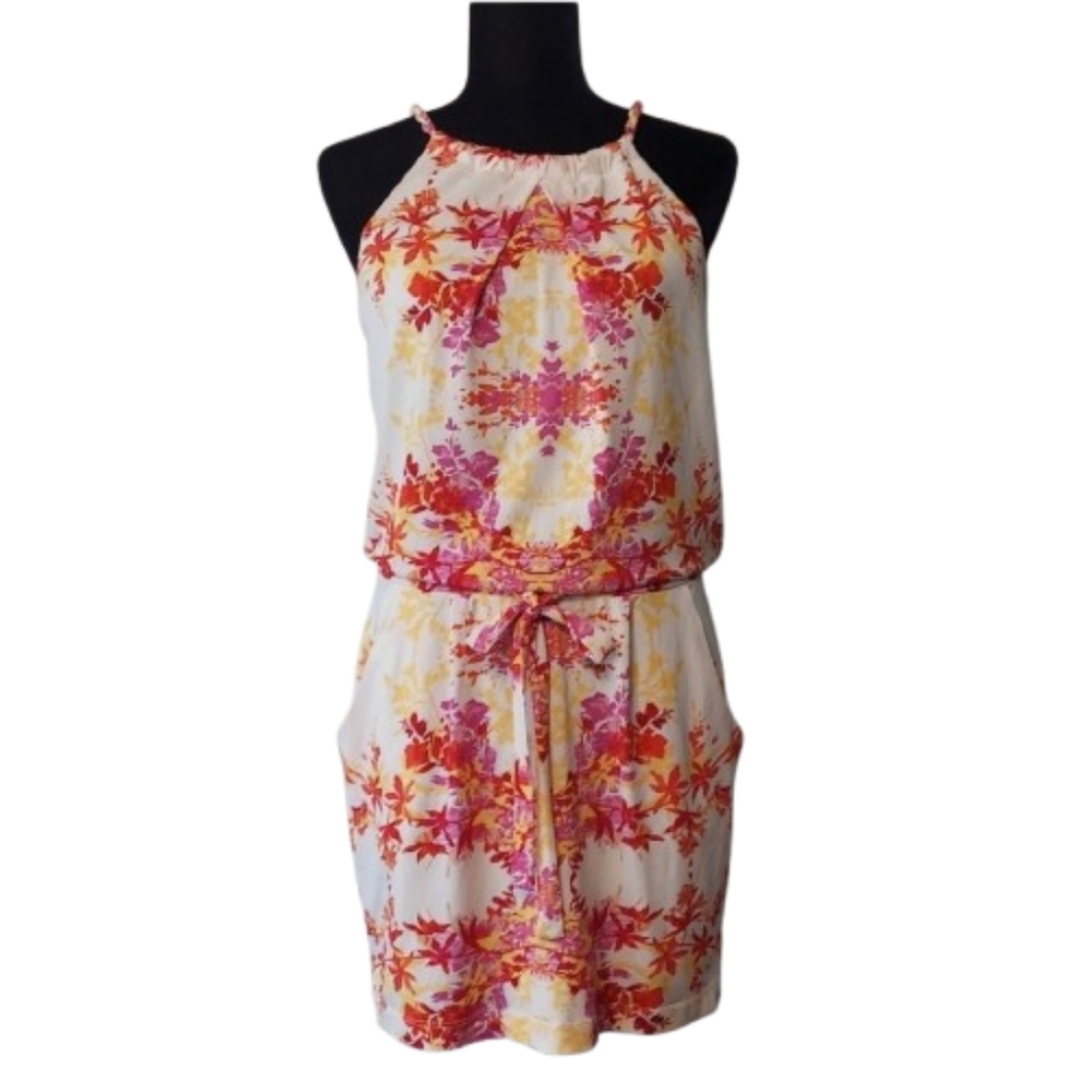 BISOU BISOU Michele Bohbot Women's Halter Strap Floral Multicolor Dress Size 4